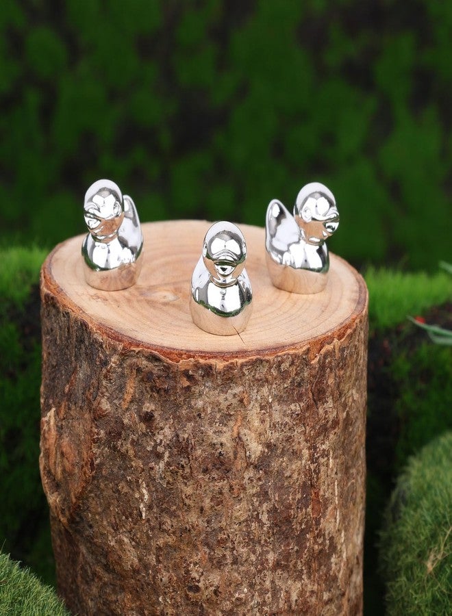 Sinbana 100pcs Mini Resin Ducks, Tiny Duck Figurines Mini Resin Animal Figures for DIY Miniature Garden Landscape Micro Cake Decoration Accessories Party Dollhouse Favors (Silver) - Image 3